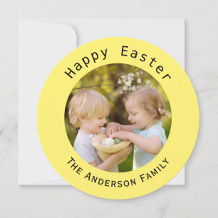 Happy Easter Family Photo Yellow Holiday Card