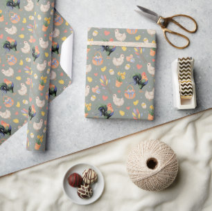 Happy Easter Family (Spanish Gray) Wrapping Paper