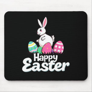 Happy Easter Fat Bunny Easter Outfit Egg Nest Flow Mouse Pad