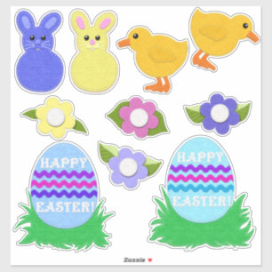 Happy Easter! Faux Felt White or Clear