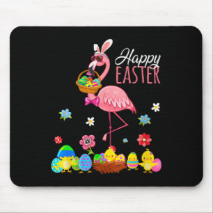 Happy Easter Flamingo With Easter Egg Bysket Hunti Mouse Pad
