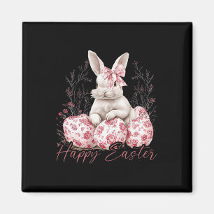 Happy Easter Floral Chinoiserie Bunny Coquette Wom Magnet