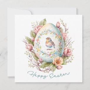 Happy Easter Floral Easter Egg Card