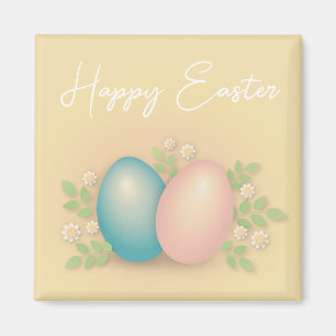 Happy Easter floral pastel colours egg Magnet