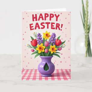 Happy Easter Floral Vase Card