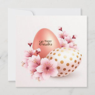 Happy Easter flowers and eggs Holiday Card