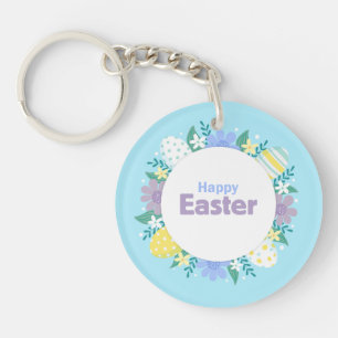 Happy Easter Flowers and Eggs  Key Ring