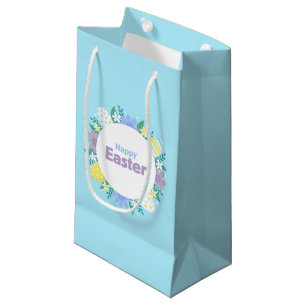 Happy Easter Flowers and Eggs  Small Gift Bag