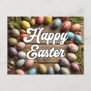 Happy Easter Flowers & Eggs Collage Postcard