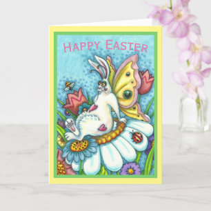 HAPPY EASTER FLUTTERBUN RABBIT, FUNNY BUNNY Blank Card
