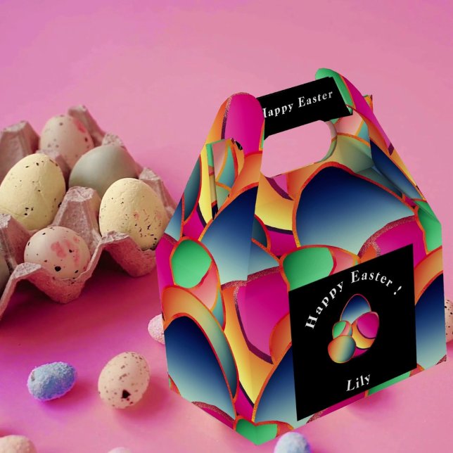 Happy Easter Foil Colourful Gradient 4 Easter Eggs Favour Box (Creator Uploaded)