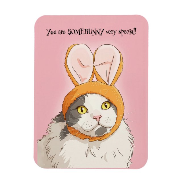 Happy Easter For Anyone Cute Cat in Bunny Ears Magnet (Vertical)