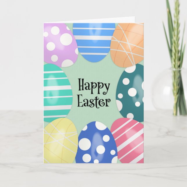 Happy Easter For Anyone Decorated Easter Eggs Holiday Card (Front)