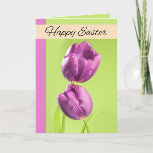 Happy Easter For Anyone Pretty Purple Tulips Photo Holiday Card