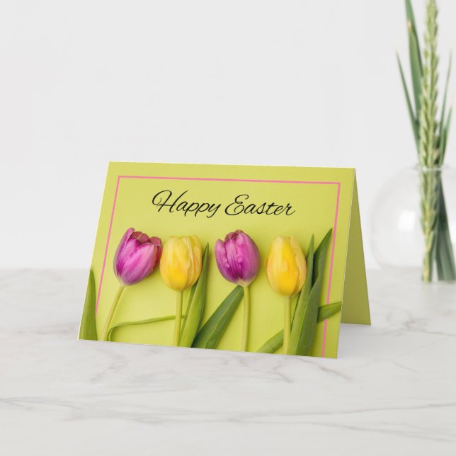 Happy Easter For Anyone Pretty Tulips Holiday Card (Front)