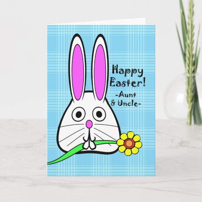 Happy Easter for Aunt and Uncle, Cute Rabbit Holiday Card (Front)