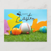 Happy Easter for Baseball Player Holiday Postcard