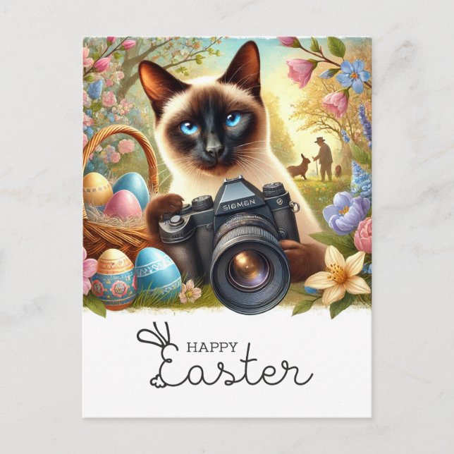 Happy Easter for Cat Lovers Holiday Postcard (Front)