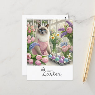 Happy Easter for Cat Lovers in Florist Postcard