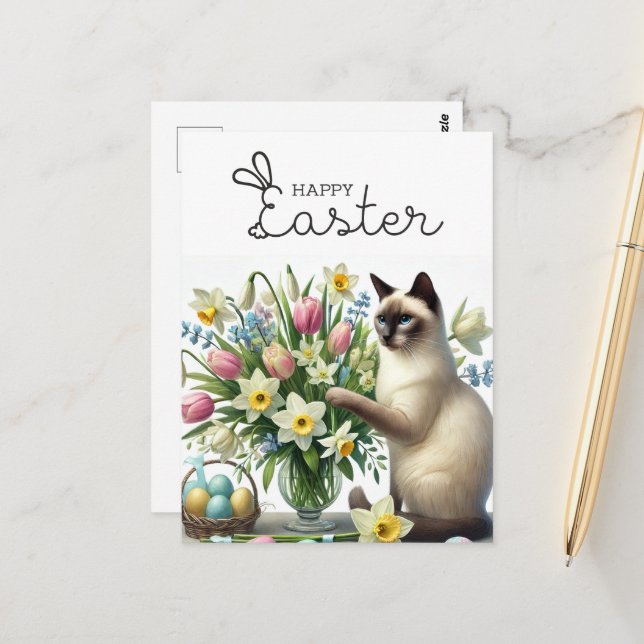 Happy Easter for Cat Lovers Postcard (Front/Back In Situ)