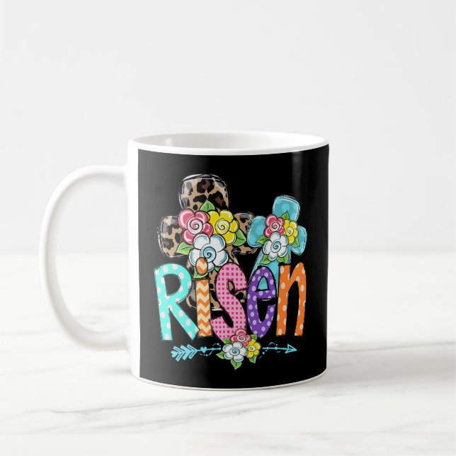 Happy Easter For Christian Mum He Is Risen Leopard Coffee Mug (Left)