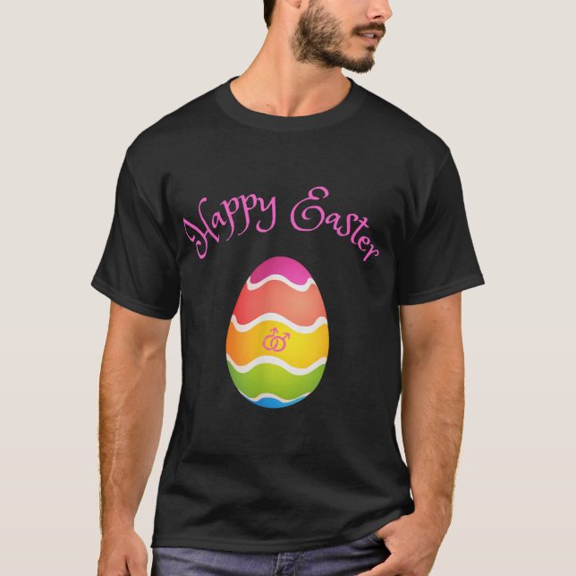 Happy easter for gay men with easter egg in rainbo T-Shirt (Front)