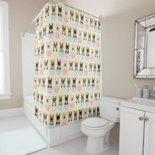 Happy Easter French Bulldog Pattern Shower Curtain