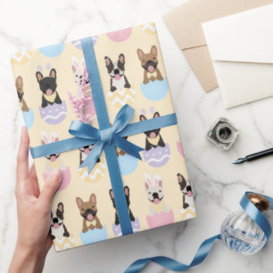 Happy Easter French Bulldog Pattern Wrapping Paper