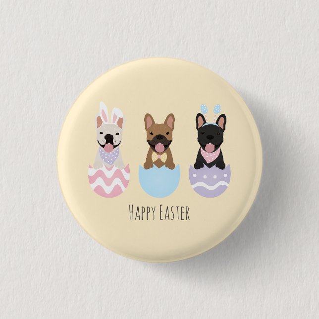 Happy Easter French Bulldogs 3 Cm Round Badge (Front)