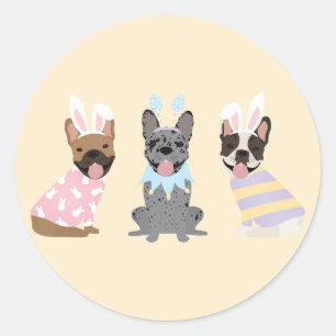 Happy Easter French Bulldogs Classic Round Sticker