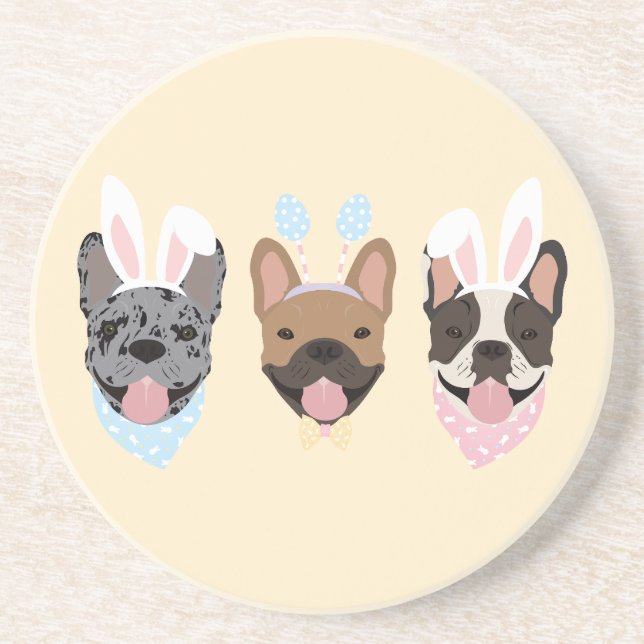Happy Easter French Bulldogs Coaster (Front)