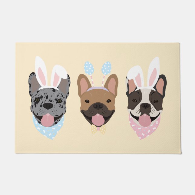 Happy Easter French Bulldogs Doormat (Front)