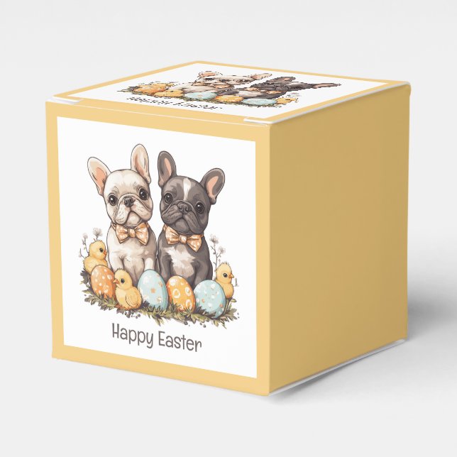 Happy Easter French Bulldogs Favour Box (Front Side)