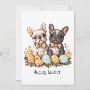 Happy Easter French Bulldogs Holiday Card