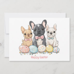 Happy Easter French Bulldogs Holiday Card