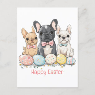 Happy Easter French Bulldogs Holiday Postcard