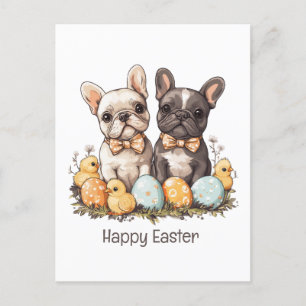 Happy Easter French Bulldogs Holiday Postcard