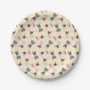 Happy Easter French Bulldogs Paper Plate