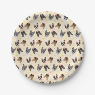 Happy Easter French Bulldogs Paper Plate