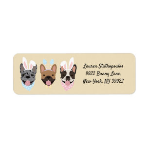 Happy Easter French Bulldogs Return Address Label