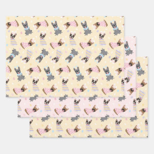 Happy Easter French Bulldogs Wrapping Paper Sheet