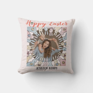 Happy Easter friend,easter bunny mum & baby photo Cushion