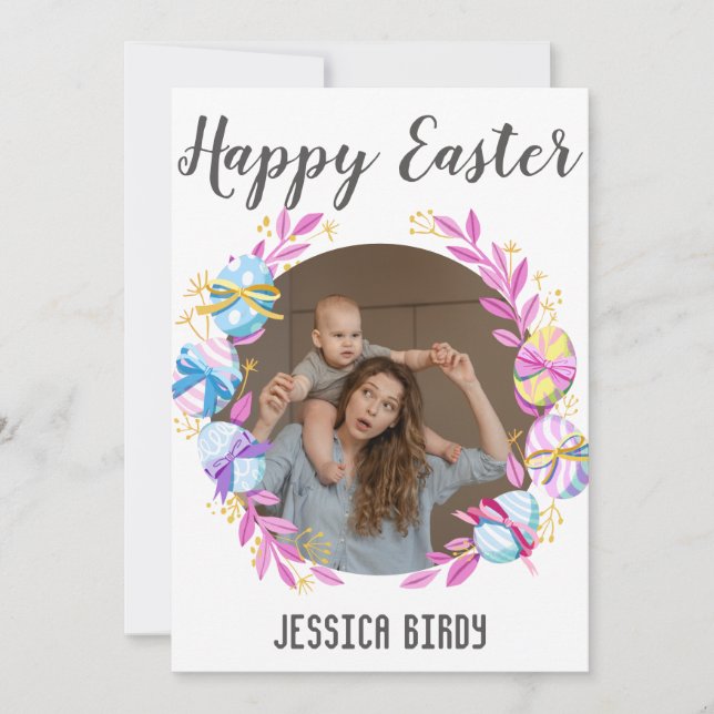  Happy Easter friend,easter bunny mum & baby photo Holiday Card (Front)