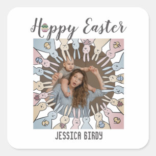 Happy Easter friend,easter bunny mum & baby photo Square Sticker