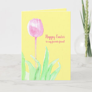 Happy Easter Friend Pink Tulip Flower Card