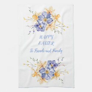 Happy Easter Friends FamilyCrocus and Daffodils Tea Towel
