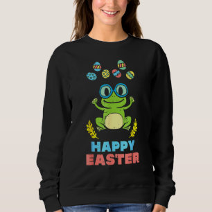 Happy Easter Frog Glasses Eggs Cute Animal Boys Gi Sweatshirt