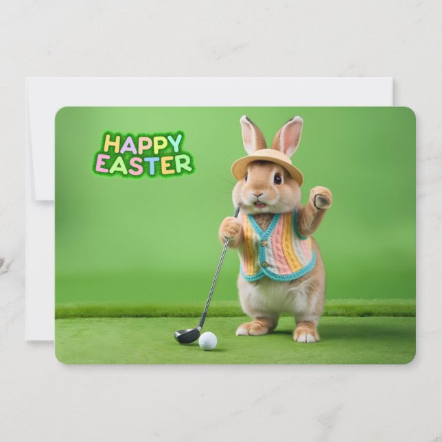 Happy Easter from Hilton Head Island Golf Bunny Holiday Card (Front)