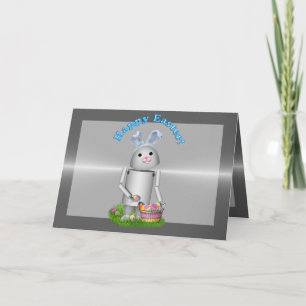 Happy Easter From Lil Robo-x9 (w/Metal Layer) Holiday Card