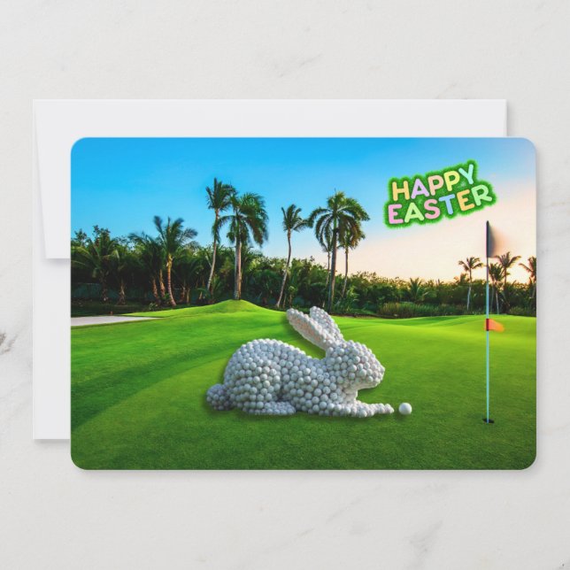 Happy Easter from the Lowcountry Golf Ball Rabbit Holiday Card (Front)